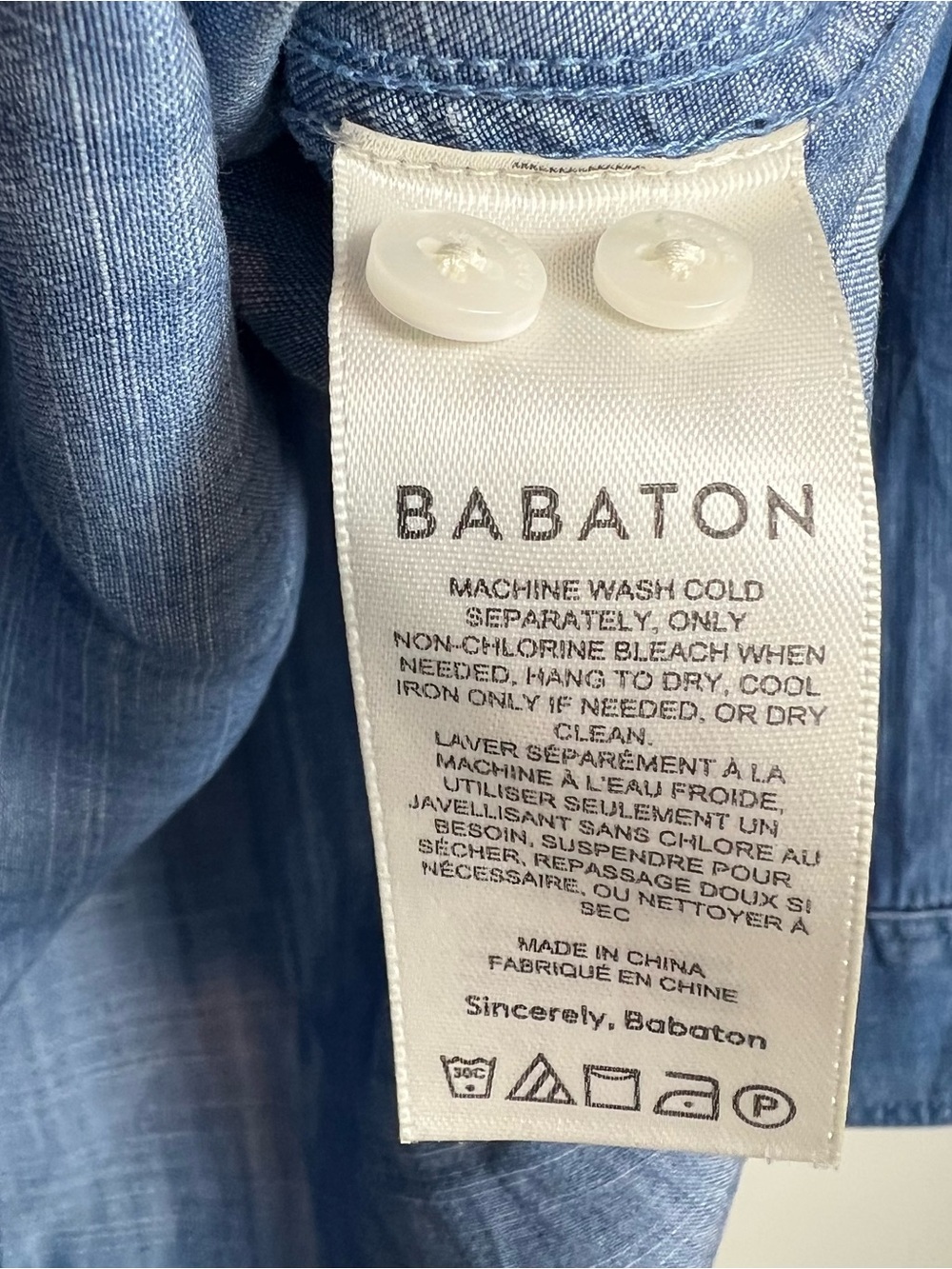 Babaton Washed Denim Button-Front Shirt in Light Blue - Picture 4 of 5